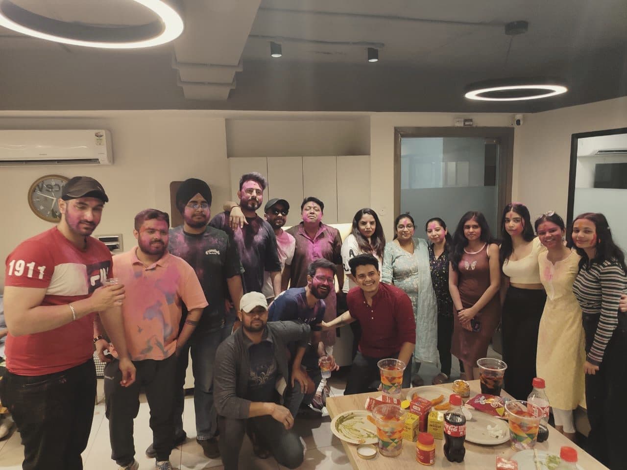 An office celebration with the team